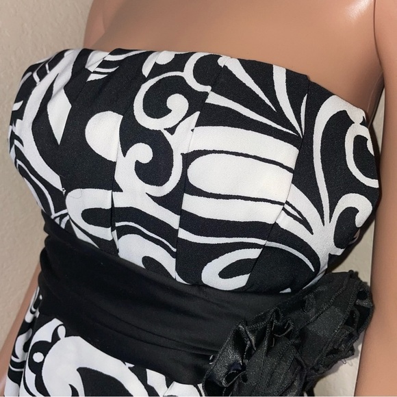 Corey P. dress mini tie waist strapless black/white paisley printed NEW SZ 12 - Picture 6 of 15
